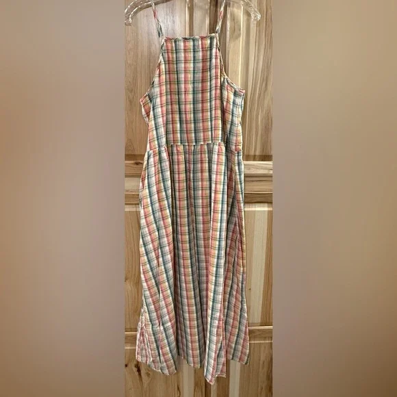 GAP Women’s Multi Color Plaid Cottagecore Prairiecore Feminine Maxi Sundress - Picture 8 of 13